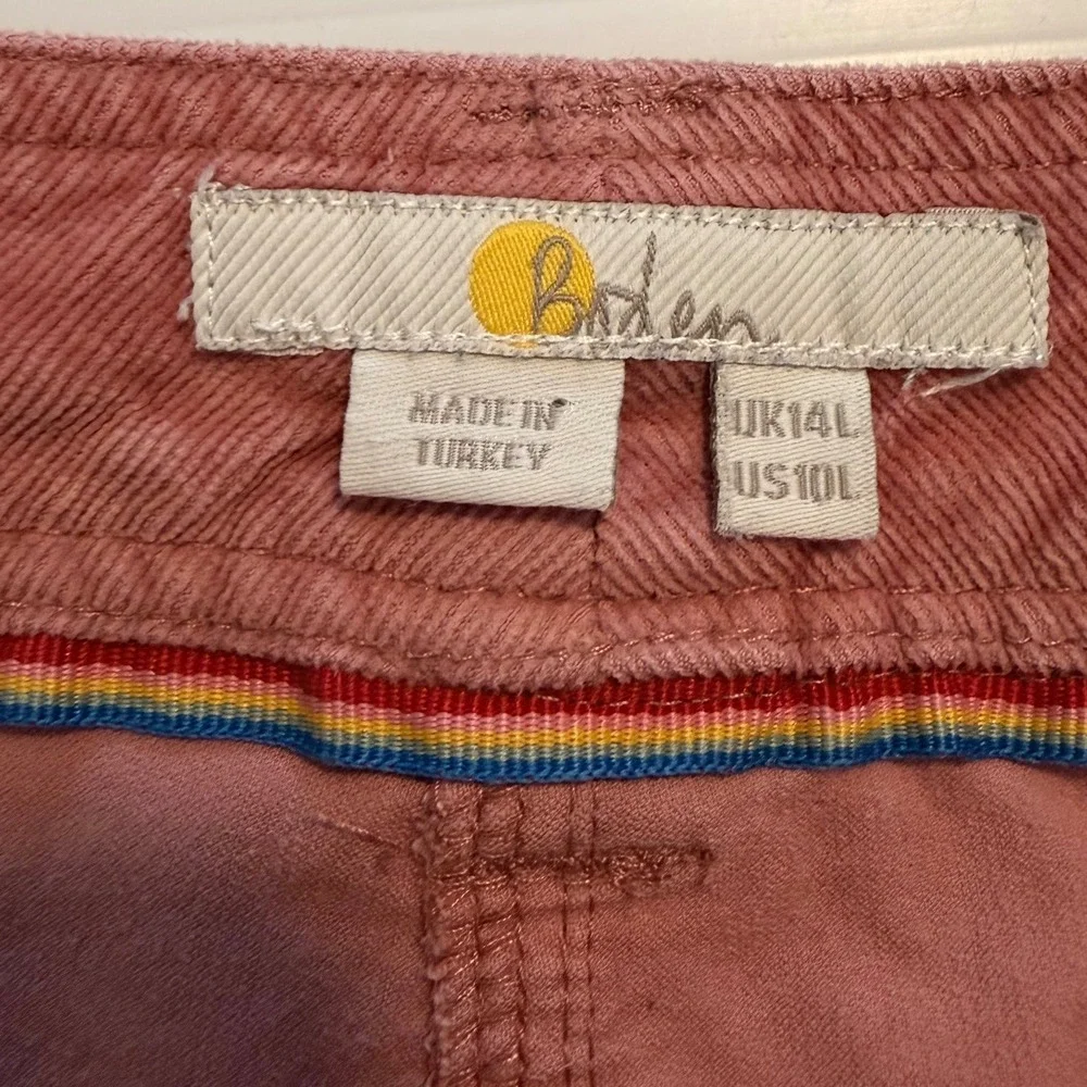 Boden Pink Corduroy Jogger Pants Elastic Waist Ankle Cuff‎ Women's Size 10L